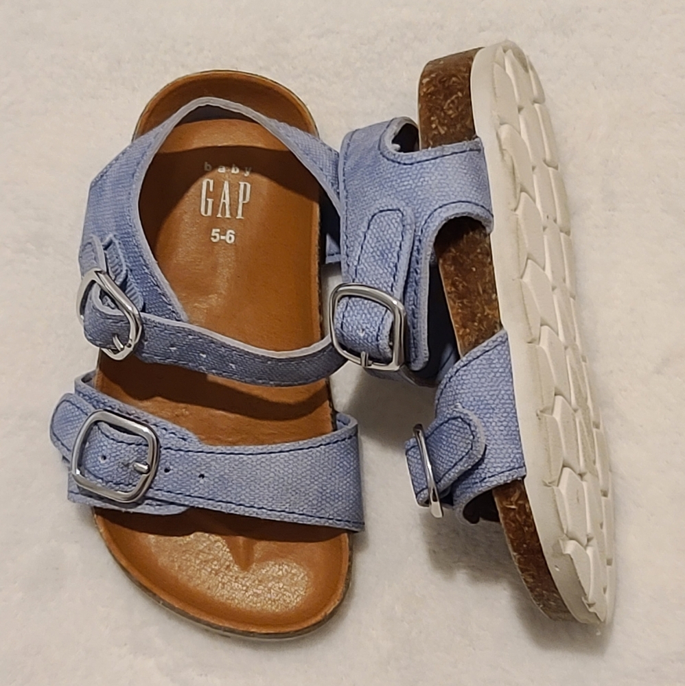 Baby GAP Birkenstock inspired faux jean anklestrap open toe sandals size 5-6T